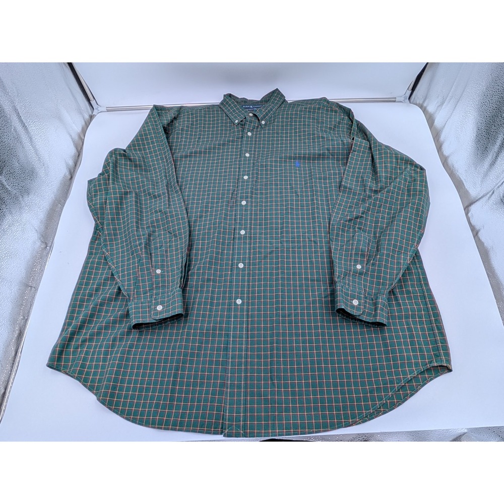 Ralph Lauren Shirt Mens 3XLT Classic Fit Green Plaid 100% Cotton Pony Preppy